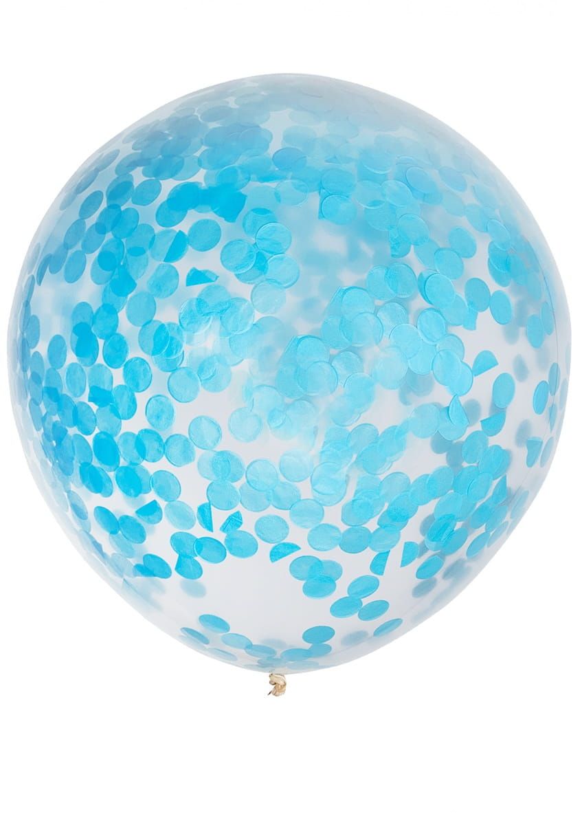 Balon z niebieskim KONFETTI w rodku 50cm