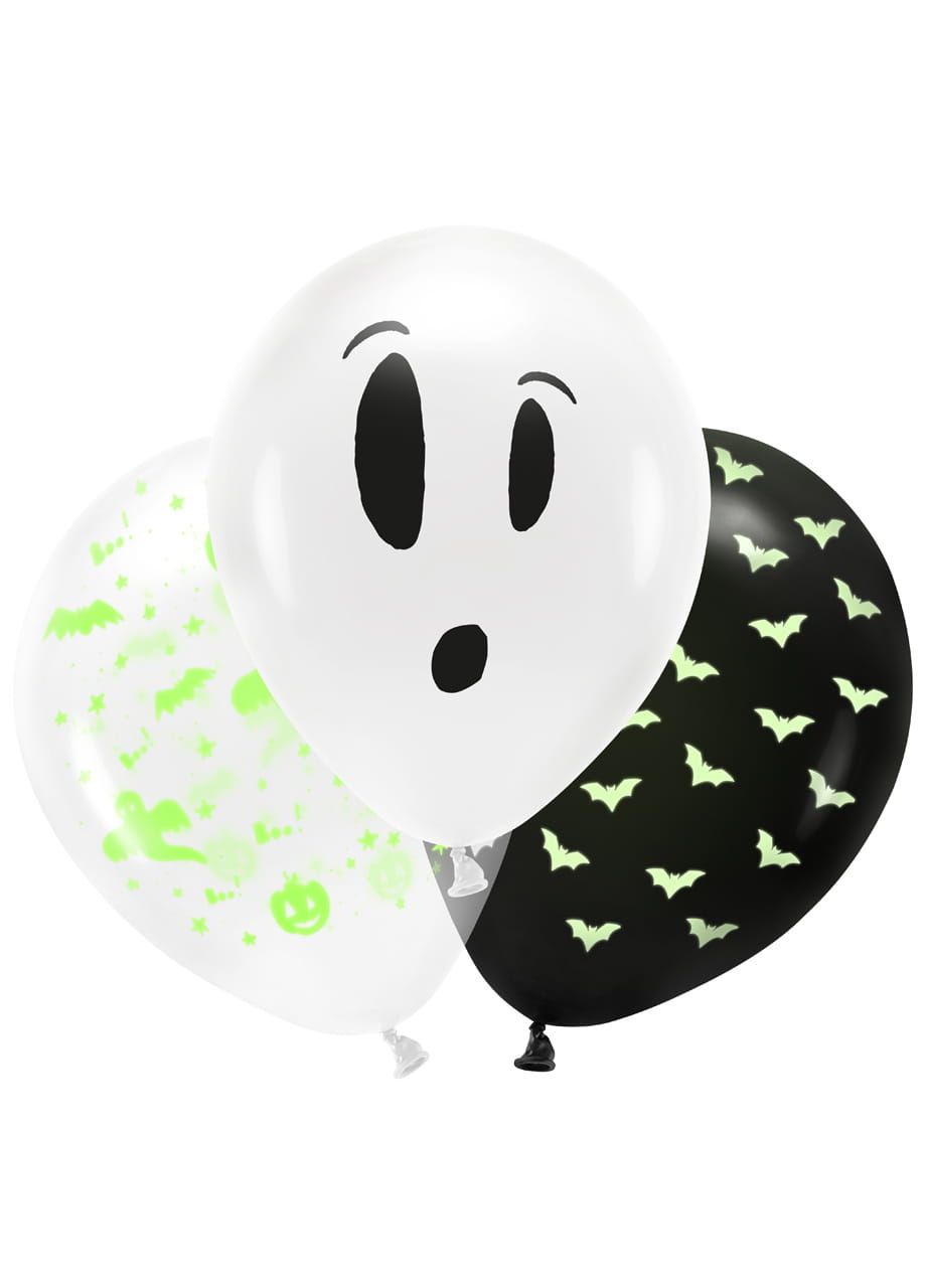 Balony halloweenowe BOO! balony wiecce w wietle UV (3szt.)