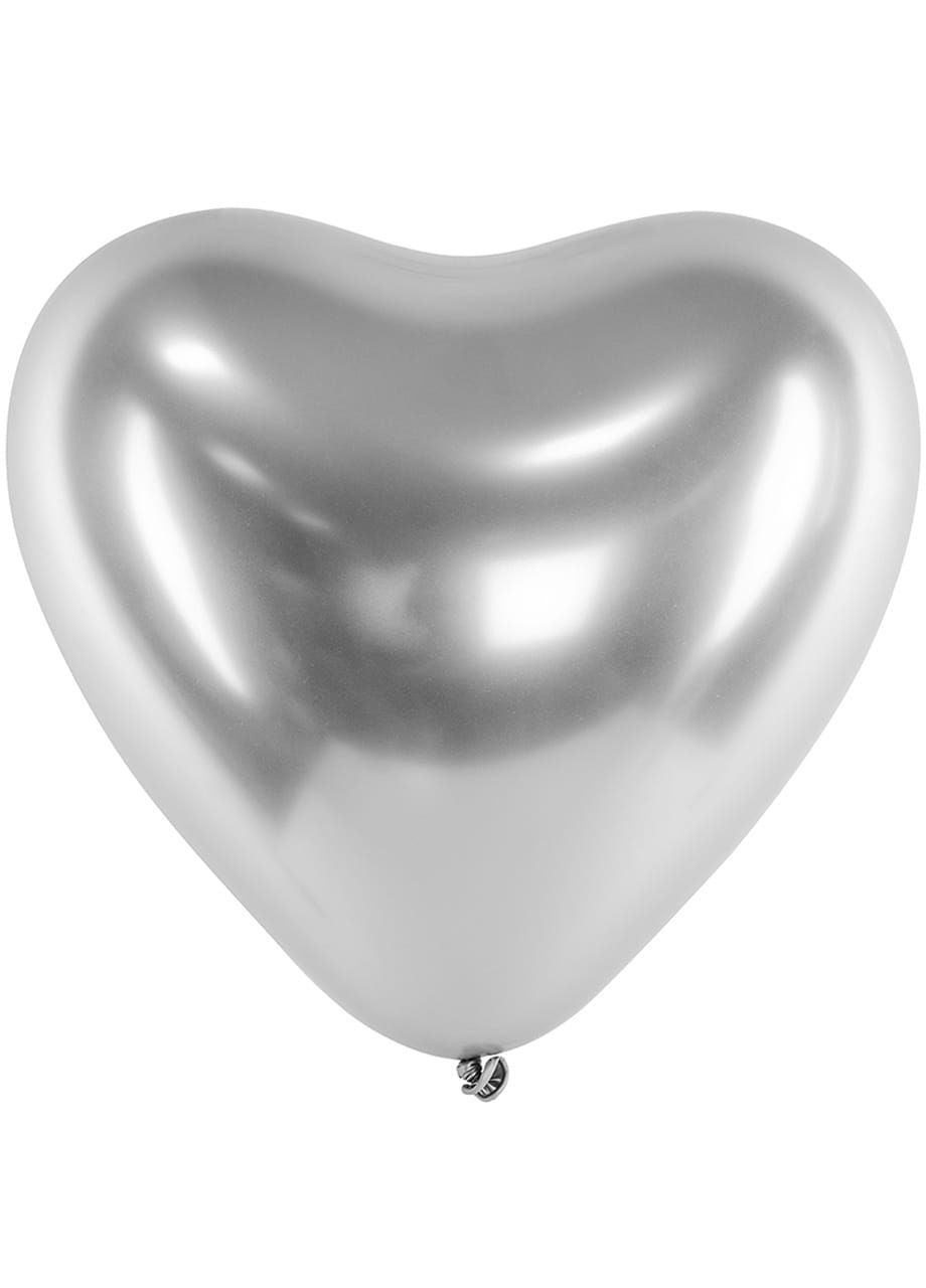 Chromowane balony w ksztacie SERCA srebrne 30cm (50szt.)