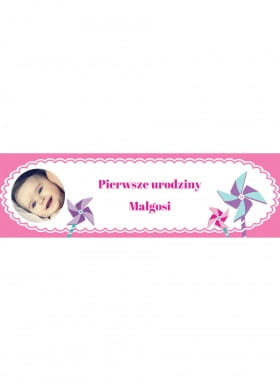 Baner urodzinowy RӯOWE WIATRAKI - 125cm x 38cm